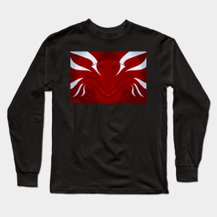 Red with White Stripes Dragon Mask Long Sleeve T-Shirt